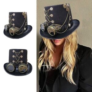 Steampunk Hat Steampunk Traveler Hat Gothic Punk Top Hat For Men With Goggles