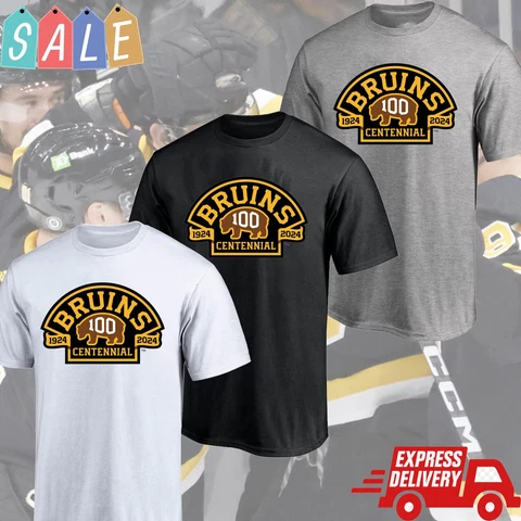 SALE 30%! Boston Bruins 100th Season Team Hockey 2024 Logo T-Shirt For Fans Cover