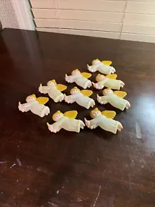 VTG Angel Blow Mold Light Covers Primal Lite Christmas Kitschy Holiday Set of 9 - Picture 1 of 3