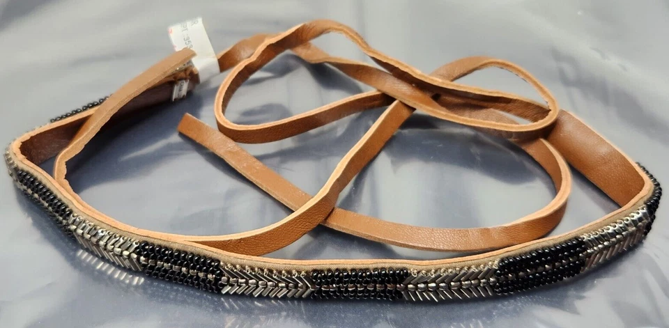 Collar Vintage Chan LUU Cuero Marrón Ajustable Hecho a Mano 37" Foto 1 de 4