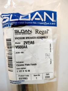 SLOAN V500AA 1-1/2" x 15" Vacuum Breaker Assembly 2VEA6 For Flushometer 0323083 - Picture 1 of 3
