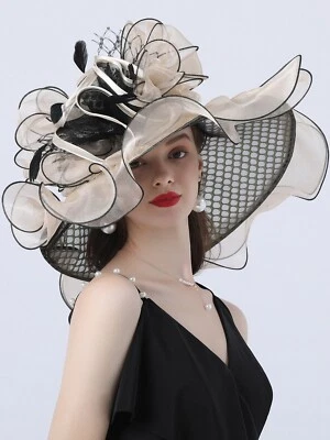 Sombrero Fascinador Beige Kentucky para Mujer Cóctel Fiesta del Té Iglesia Derby Sombreros Foto 1 de 4