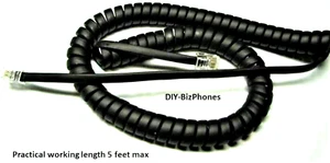 Lot of 10 Yealink Phone Handset Cord SIP T3 T4 T5 Series IP VoIP Curly Black 9Ft - Picture 1 of 4