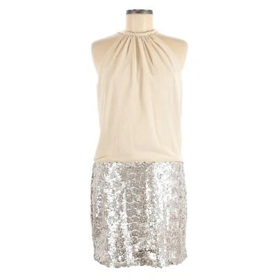 Jessica Simpson Champagne Sequin Drop Waist Sleeveless Mini Dress Size 6 NWT - Image 1 of 4