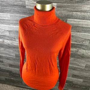 BANANA REPUBLIC Turtleneck Orange 100% Merino Wool Knit Sweater Women's Size S - Picture 1 of 10