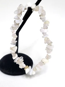 Natural Raw Chalcedony Agate Stretch Bracelet 3" Diameter 8.5" - Picture 1 of 6