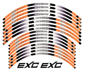 Set decalcomanie adesivi cerchi firmati KTM EXC anteriore e posteriore 21/18" arancione e argento - Foto 1 di 2