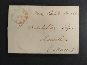 Free Frank: Edward Everett 1827 Stampless Cover, Massachusetts Whig - Bild 1 von 3