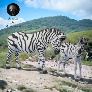 Zebra Female with Calf Resin 3d printed Model Railroad Diorama Wild Animal - Picture 1 of 8