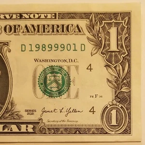 Turned Digit Triple 9's 1989 99 $1 Dollar Bill Fancy Serial 2021 D Uncirculated - Picture 1 of 4