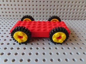 Lego Fahrgestell rot 30076 Stein 4x10 + 4 Reifen Felge gelb 6248c01 9250 9253 - Bild 1 von 1