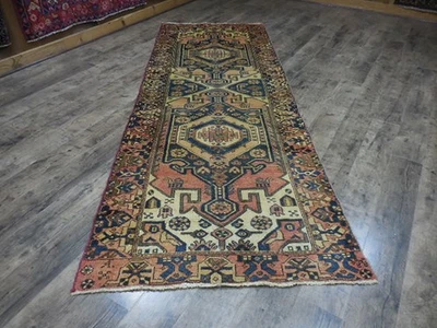 Vintage Turkish Rug,HandMade Anatolian Geometric Tribal Turkish Rug 3.7x9.9 Ft - Image 1 of 4