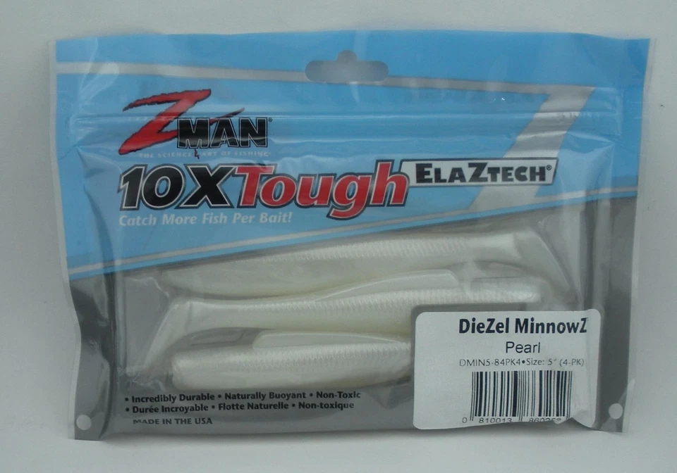 Zman DMIN5-84PK4 5 inch Diezel Minnowz Pearl White 4 Pk