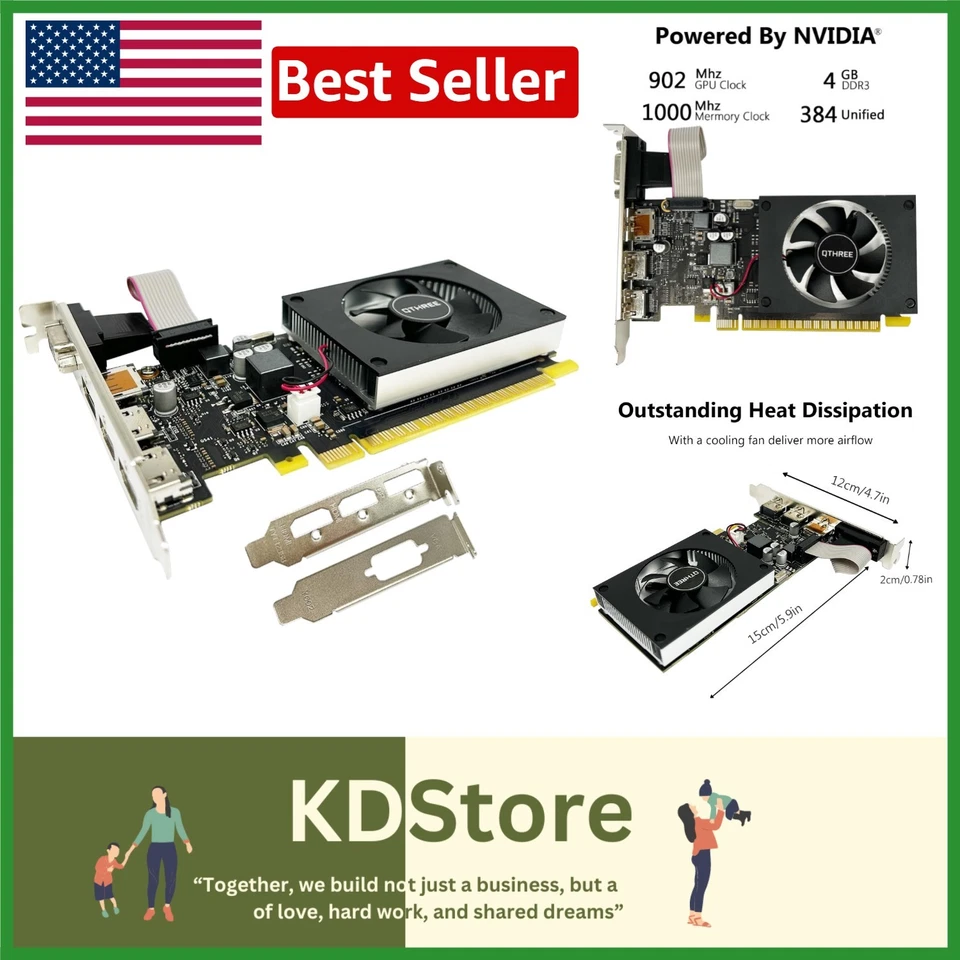 NVIDIA GeForce GT 730 4GB Low Profile Graphics Card with Multi-Monitor Support - Image 1 of 4