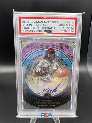 2022 Bowman Inception Prospect Auto Yerlin Confidan /250 Reds PSA 10-10 - Image 1 of 2