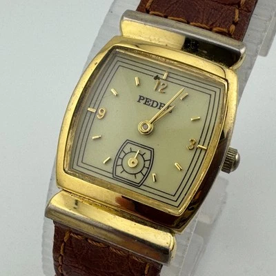 Reloj de Cuarzo Pedre De Colección Mujer Tono Dorado Barril Pequeño Segundo Cuero Batería Nueva Foto 1 de 4