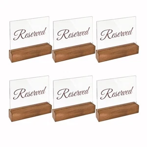 Reserved Table Signs, 6-Pack Acrylic Reserved Signs for Weddings with Wood Ho... - Picture 1 of 6