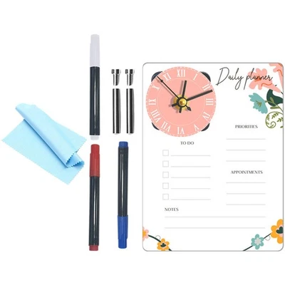  1 Satz Acryl-Memo-Schreibtafel, transparente Memotafel mit Uhr, - Bild 1 von 4