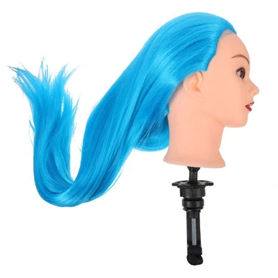Head for Hairdressing with Long Glossy Synthetic Hair and Stand - Image 1 of 4