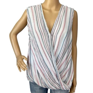 Kut From The Kloth Striped Faux Wrap Tank Top Sleeveless V-Neck Boho Size XL - Picture 1 of 5