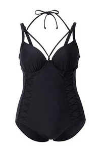 Ulla Popken Damen große Größen Badeanzug Bügel Softcups Neckholder 804884 - Bild 1 von 9