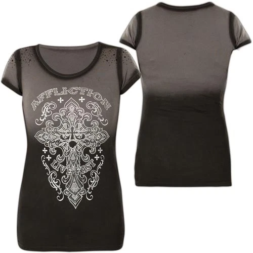 AFFLICTION Damen T-Shirt Province Schwarz/Grau - Bild 1 von 1
