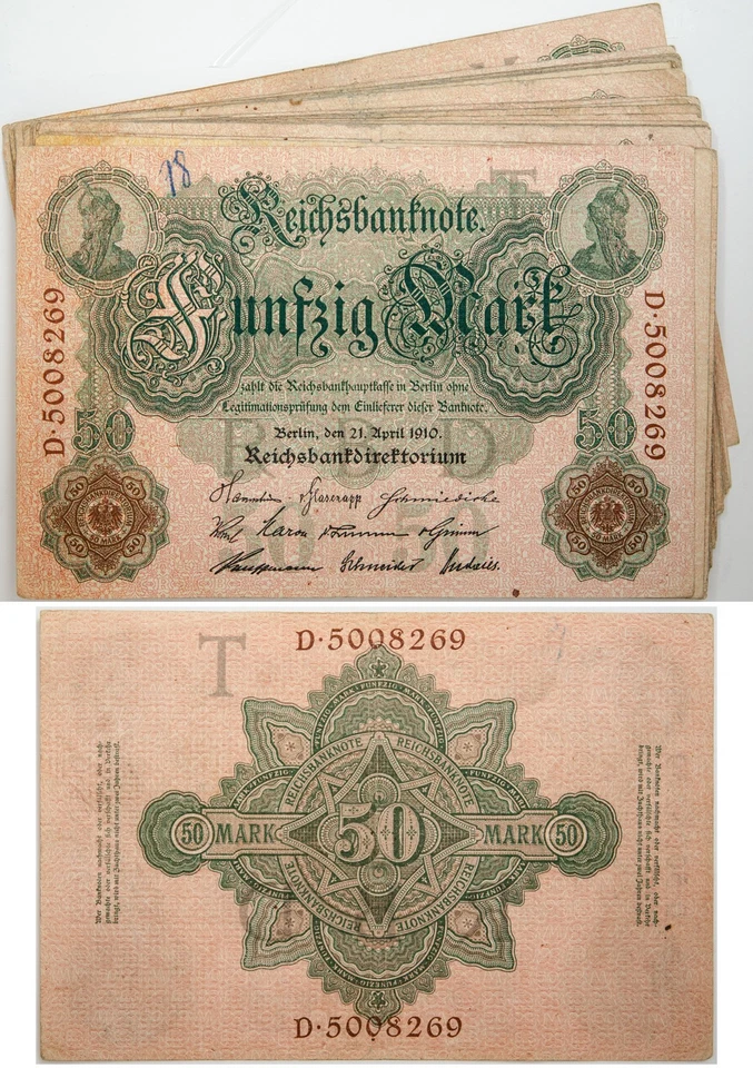 1906 50 Reichs Bank Note Set 21pcs Total - Image 1 of 1