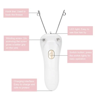 (Gold)Electric Threading Epilator Hair Remover USB Charging Cotton Thread Foto 1 de 4
