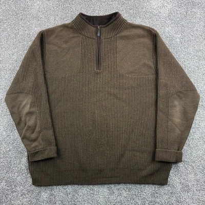 LL Bean Waterfowl Sweater Mens XL Brown 100% Merino Lambswool 1/4 Quarter Zip - Image 1 of 4
