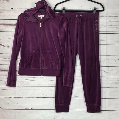 De Colección Juicy Couture Chándal Mujer Pequeño Púrpura Terciopelo Sudadera con Capucha y Pantalones Jogger Y2K Foto 1 de 4