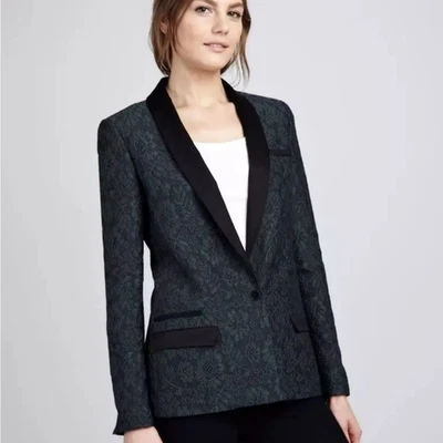 Nuevo con etiquetas Chaqueta Blazer Elizabeth and James Nueva Dixie Verde Esmeralda Oscuro Negra Talla 10 Foto 1 de 4