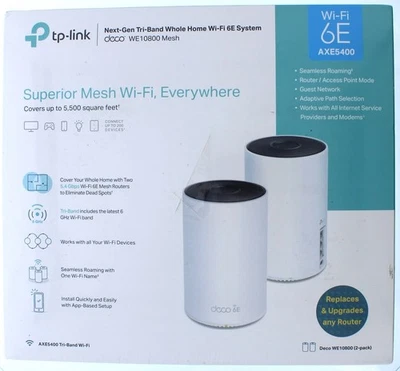 TP-Link Next Gen Tri-Band Whole Home Wi-Fi 6E System 2 Pack - Image 1 of 4