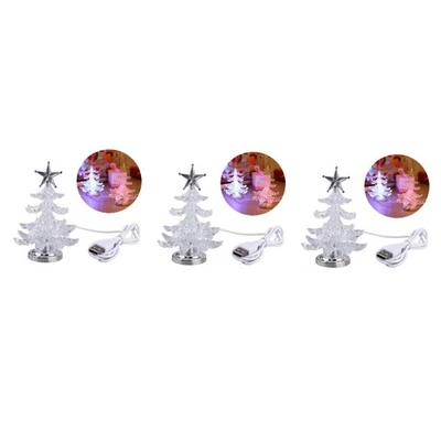 Angoily 3pcs Led Night Light Christmas Tree Acrylic Desk Tree Lamp 7 Color RG... - Image 1 of 4