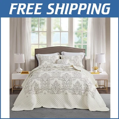 Lujosa colcha King/Cal King 128x120 con hermosos bordes festoneados Foto 1 de 4