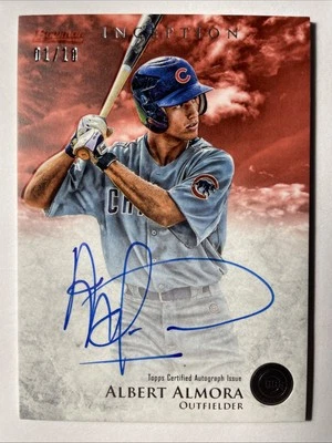 2013 Bowman Inception ALBERT ALMORA Prospect On Card Auto Red Parallel 01/10 1st - Image 1 of 2