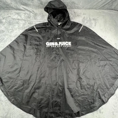 Gin & Juice By Dre and Snoop Rain Poncho Mens One Size Black Hooded Reflective - Image 1 of 4