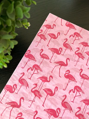 PINK FLAMINGO Design Tissue Paper Sheets Choose Size & Package Amount - Image 1 of 4