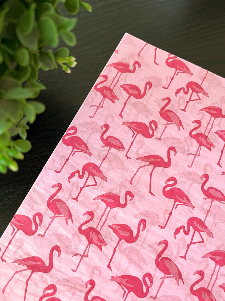 PINK FLAMINGO Design Tissue Paper Sheets Choose Size & Package Amount - Image 1 of 4
