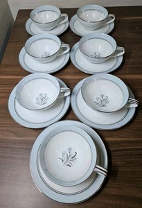 Set of 7 Noritake 5558 Bluebell Cups & Saucers Fine Porcelain China Japan  - Picture 1 of 4