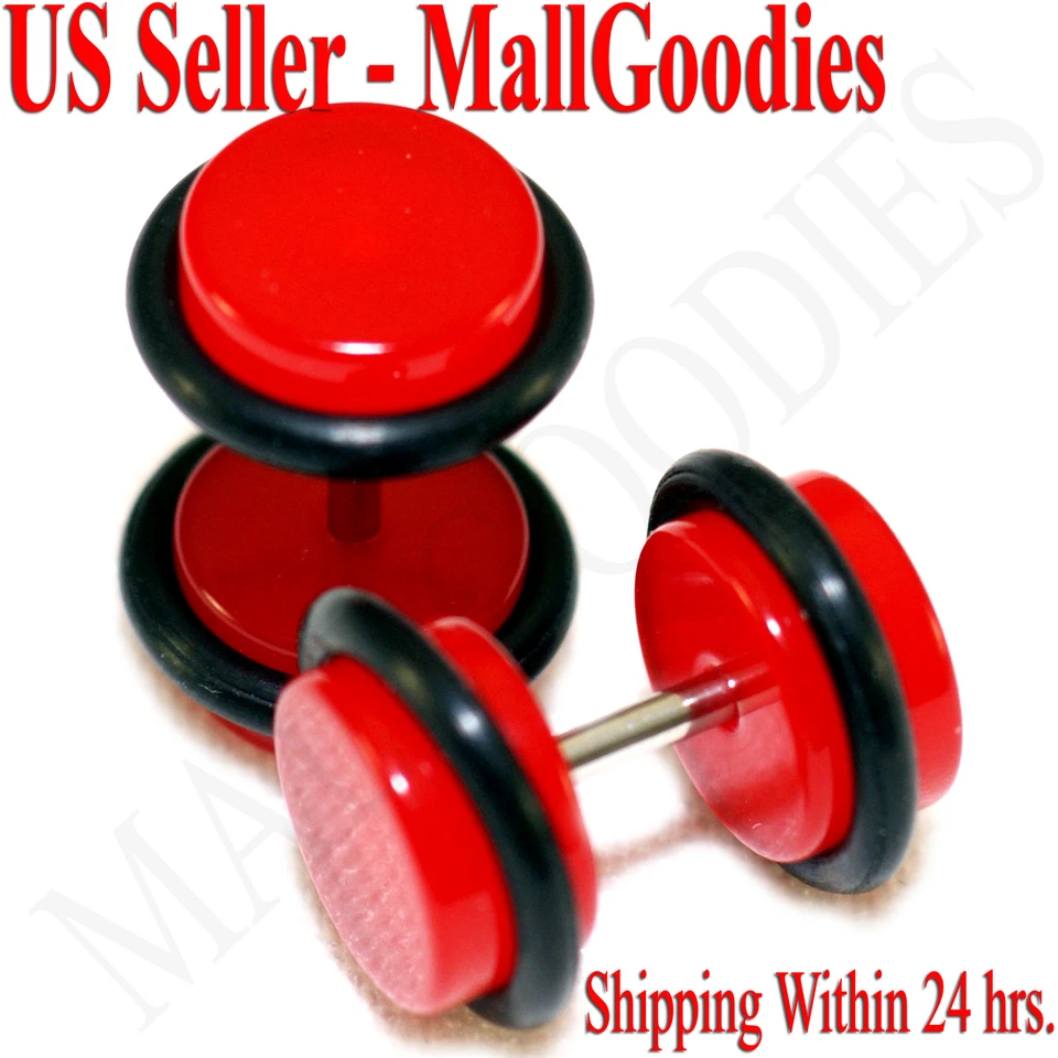 Tapones para los oídos falsos ilusión tramposo color rojo 2051 barra 16G 0G = 8 mm - 2 piezas Foto 1 de 1