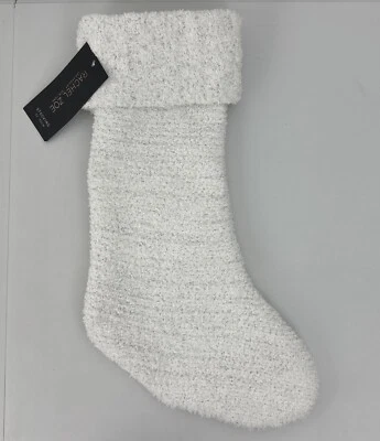 Rachel Zoe Soft Plush Christmas Stocking White & Silver Looks Like Snow 22" Long - Image 1 of 4