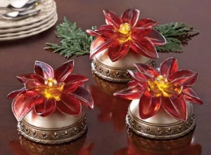Christmas Poinsettia LED Light Set Includes all 3 Lights - Picture 1 of 1