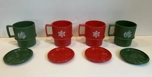 Tupperware Multi Becher Set Weihnachten rot und grün Stapeltassen Vintage Retro - Bild 1 von 2
