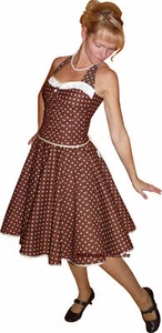 Swingkleid braun Punkte creme 30er 40er 50er Tanzkleid Vintage Party Ball - Bild 1 von 10