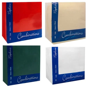 Combinations Serviettes Paper Napkins for Catering 40 cm x 40 cm 3-Ply - Picture 1 of 33