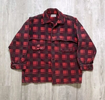 复古 20 世纪 70 年代 Champion 法兰绒开普衬衫夹克男式大号仿旧格子 — 第 1/4 张图片