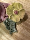 Vintage Ceramic Yellow Flower Spoon Rest Small Chip On Back Of Leaf