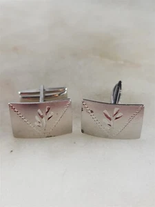 Vintage Sterling Silver Etched Floral Cufflinks Cuff Links 7.6 Grams - Picture 1 of 4