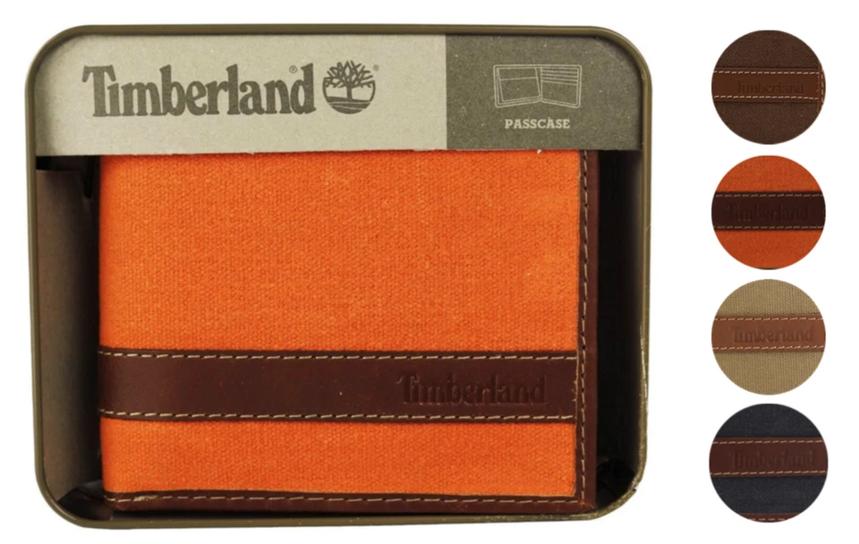 Timberland Men's Hunter Leather Waxed Canvas Credit Card ID Passcase Wallet - Image 1 of 1