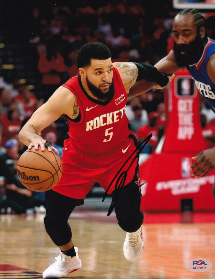 FRED VANVLEET signed (HOUSTON ROCKETS) basketball 8X10 photo PSA/DNA AO81263 - Image 1 of 1